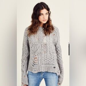 True Religion Destroyed Gray Alpaca Wool Sweater Size Large